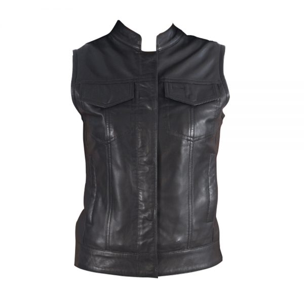 Moto Black Leather Vest