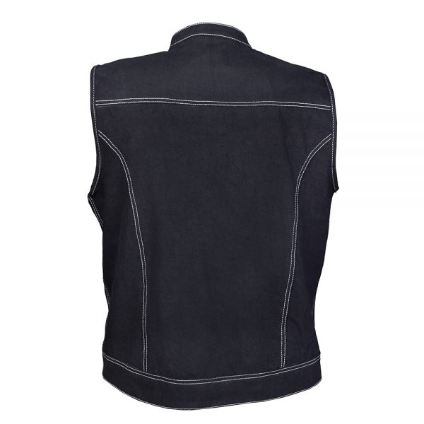 Full Denim Black Waistcoat with White Thread Stitch