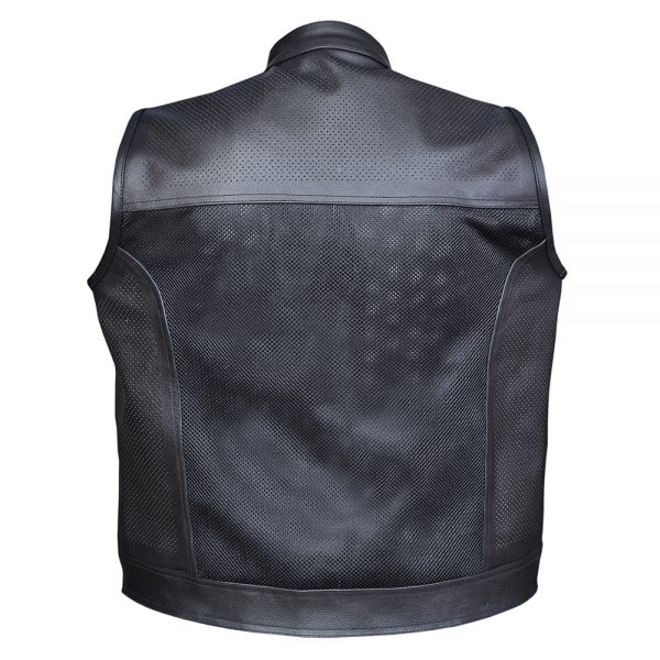 Men’s Perforated / Mesh Biker Leather Waistcoat