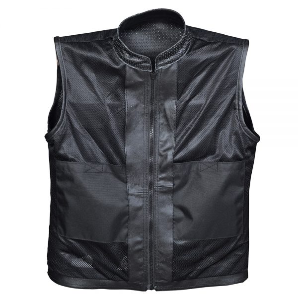 Men’s Perforated / Mesh Biker Leather Waistcoat