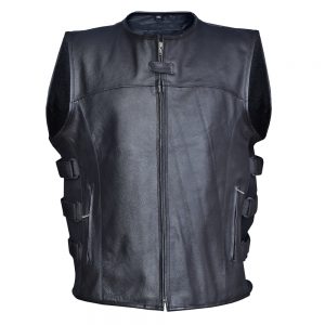 Men’s Swat Tactical Style Biker Leather Waistcoat