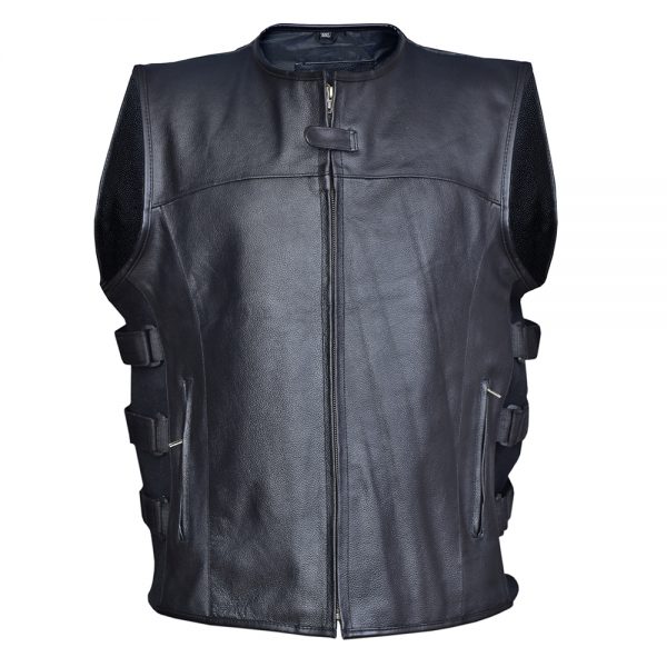 Men’s Swat Tactical Style Biker Leather Waistcoat